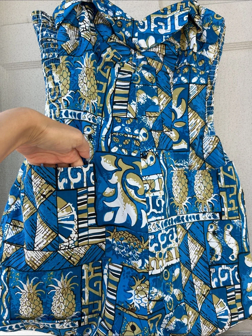 Blue Pineapple Print Piece Romper - Picture 2 of 8